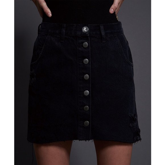 One Teaspoon Viper High Waist Button UP Mini Skirt - Picture 11 of 13
